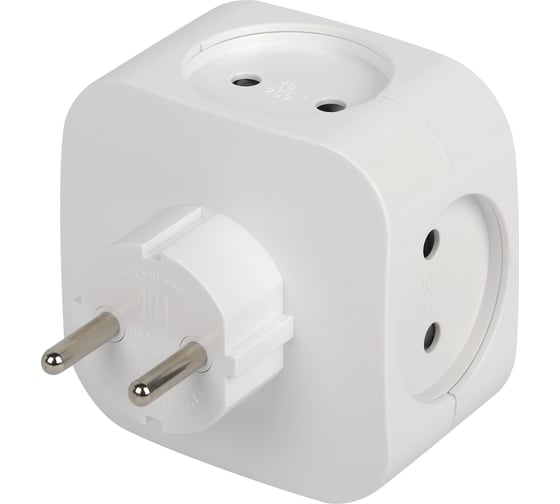 Электрический разветвитель ЭРА SP-4-USB-W на 4 розетки, 220V + 2xUSB 2400mA, без заземления, 10А, белый Б0049532