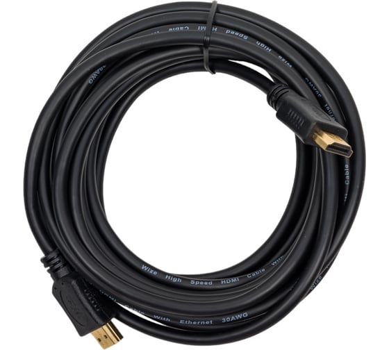 Кабель HDMI Wize C-HM-HM-5M 5 м, v.2.0, 19M/19M, 4K/60 Hz 4:4:4, Ethernet, позолоченные разъемы, экран, черный, пакет 6 121634