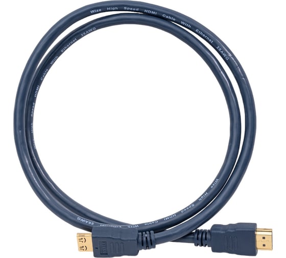 Кабель HDMI Wize CP-HM-HM-1M 1 м, v.2.0, K-Lock, soft cable, 19M/19M, 4K/60 Hz 4:4:4, Ethernet, позолоченные разъемы, экран, темно-серый, пакет 6 121639