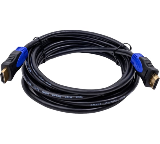 Кабель HDMI Wize WAVC-HDMI-3M 3 м, v.2.0b, 19M/19M, 4K/60 Hz 4:4:4, 30 AWG, HDCP 1.4, HDCP 2.2, Ethernet, позолоченные разъемы, экран, черный 135797 1