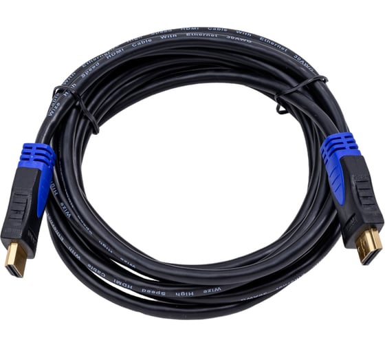 Кабель HDMI Wize WAVC-HDMI-3M 3 м, v.2.0b, 19M/19M, 4K/60 Hz 4:4:4, 30 AWG, HDCP 1.4, HDCP 2.2, Ethernet, позолоченные разъемы, экран, черный 135797