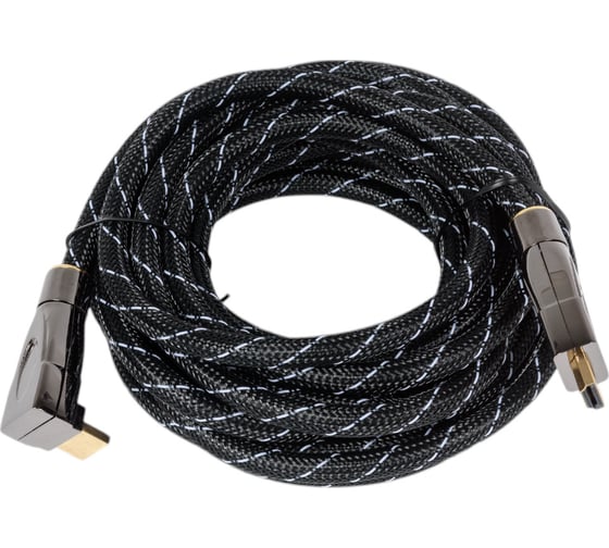 Кабель HDMI Wize WAVC-HDMIRA-5M 5 м., v.2.0, 19M/19M, 4K/60 Hz 4:4:4, 26 AWG, HDCP 1.4, HDCP 2.2, Ethernet, позолоченный угловой разъем 139538