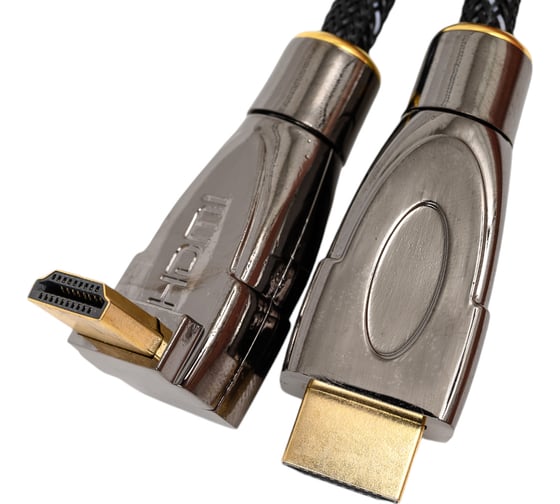 Кабель HDMI Wize WAVC-HDMIRA-3M 3 м., v.2.0, 19M/19M, 4K/60 Hz 4:4:4, 26 AWG, HDCP 1.4, HDCP 2.2, Ethernet, позолоченный угловой разъем 139537