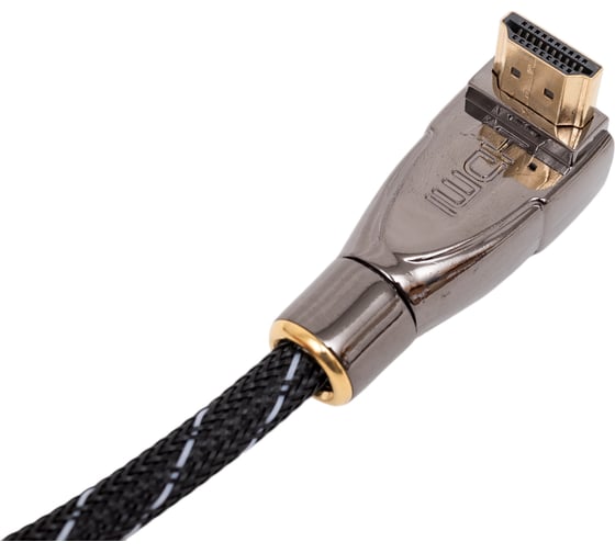 Кабель HDMI Wize WAVC-HDMIRA-1M 1 м., v.2.0, 19M/19M, 4K/60 Hz 4:4:4, 26 AWG, HDCP 1.4, HDCP 2.2, Ethernet, позолоченный угловой разъем 139535