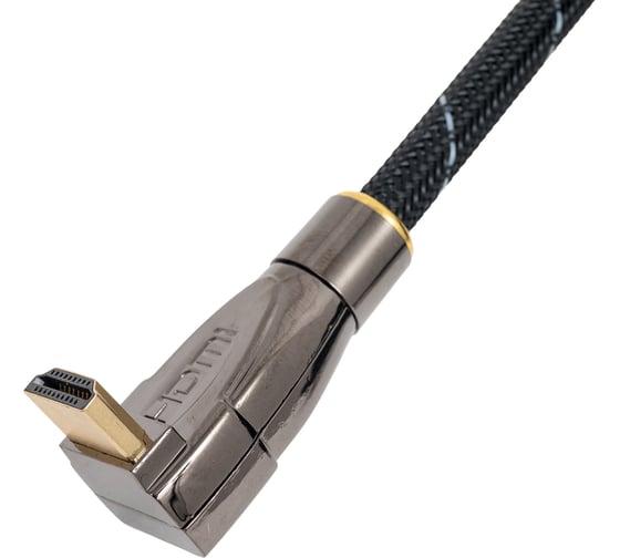 Кабель HDMI Wize WAVC-HDMIRA-10M 10 м., v.2.0, 19M/19M, 4K/60 Hz 4:4:4, 26 AWG, HDCP 1.4, HDCP 2.2, Ethernet, позолоченный угловой разъем 139540