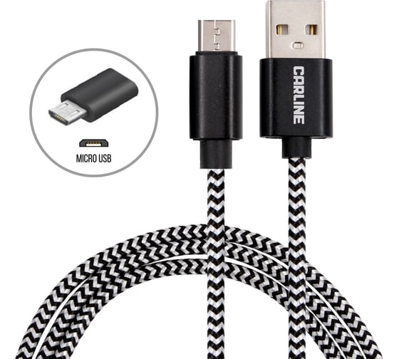 Кабель USB-microUSB Carline тканевая оплетка,1 метр, 2.1 Ампера CAB03121