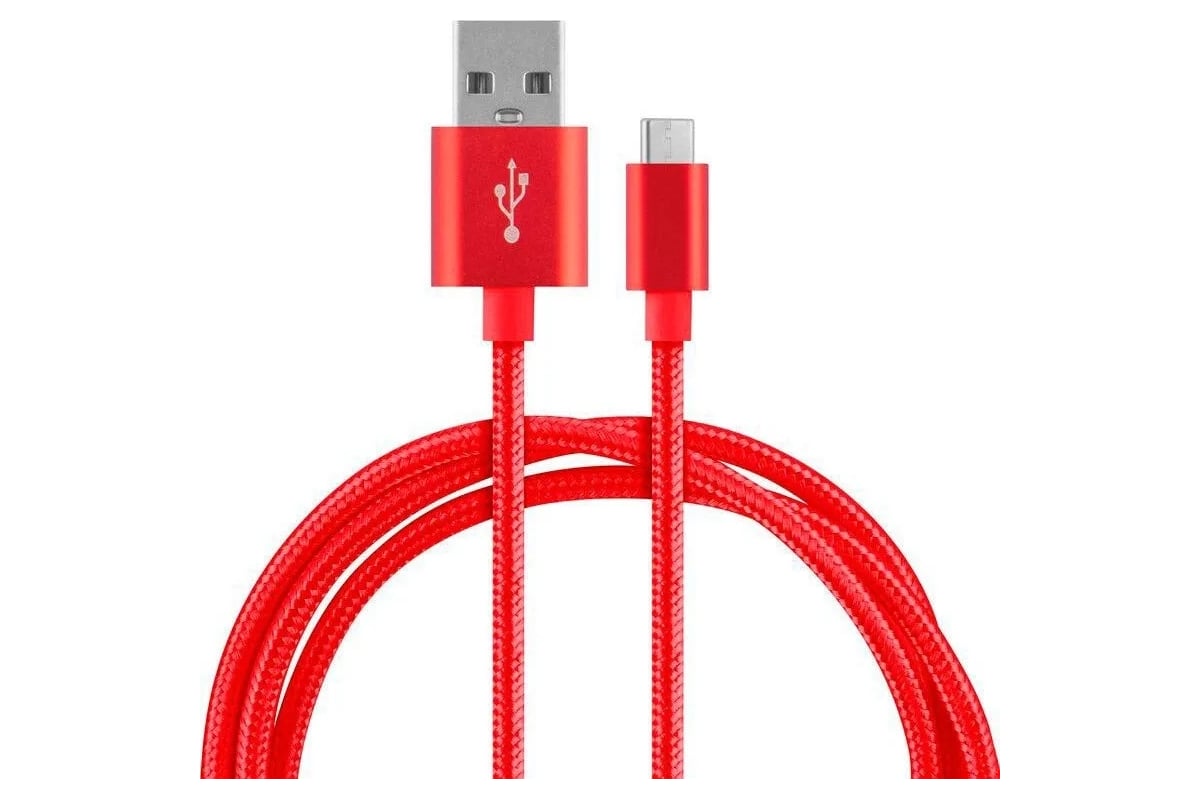 Кабель Energy ET-26, USB - Type-C, 1 м, красный