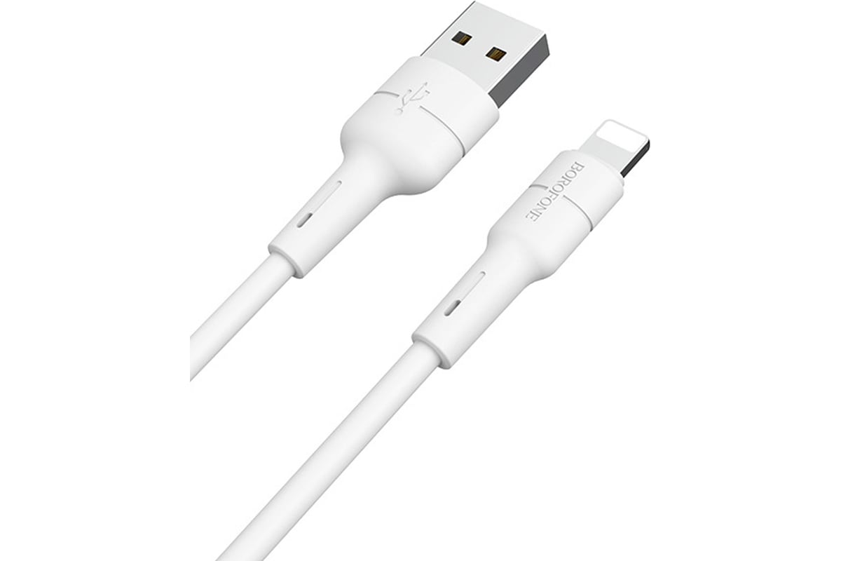 Кабель URM (провод / шнур) 1 м, для зарядки телефона, IPhone, BOROFONE X30,  USB Lightning, 2.4 A, из огнестойкого материала, белый D01690 - выгодная  цена, отзывы, характеристики, фото - купить в Москве и РФ