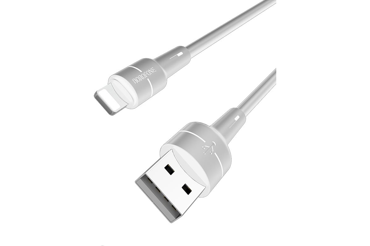 Кабель URM (провод / шнур) 1 м, для зарядки телефона, IPhone, BOROFONE X30,  USB Lightning, 2.4 A, из огнестойкого материала, белый D01690 - выгодная  цена, отзывы, характеристики, фото - купить в Москве и РФ