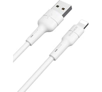 Кабель URM (провод / шнур) 1 м, для зарядки телефона, IPhone, BOROFONE X30, USB Lightning, 2.4 A, из огнестойкого материала, белый D01690