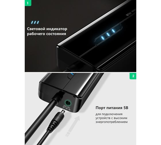 USB концентратор UGREEN 4 в 1 хаб, 3 x USB 3.0, RJ45 20265