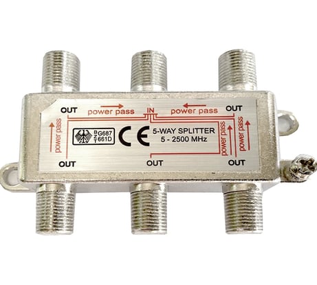 Сплиттер Ripo (делитель) tv на 5 направлений под f разъемы 5-2500 mhz 005-400133