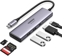 USB концентратор UGREEN 6 в 1 хаб, 2 х USB 3.0, HDMI, TF/SD, PD 60384