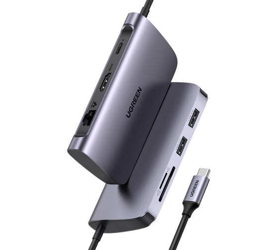 USB концентратор UGREEN 7 в 1 хаб, 2 x USB 3.0, HDMI, RJ45, SD/TF, PD 50852