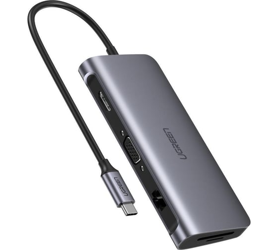 USB концентратор UGREEN 9 в 1 хаб, 3 x USB 3.0, HDMI, VGA, RJ45 Gigabit, TF/SD, PD 40873 1