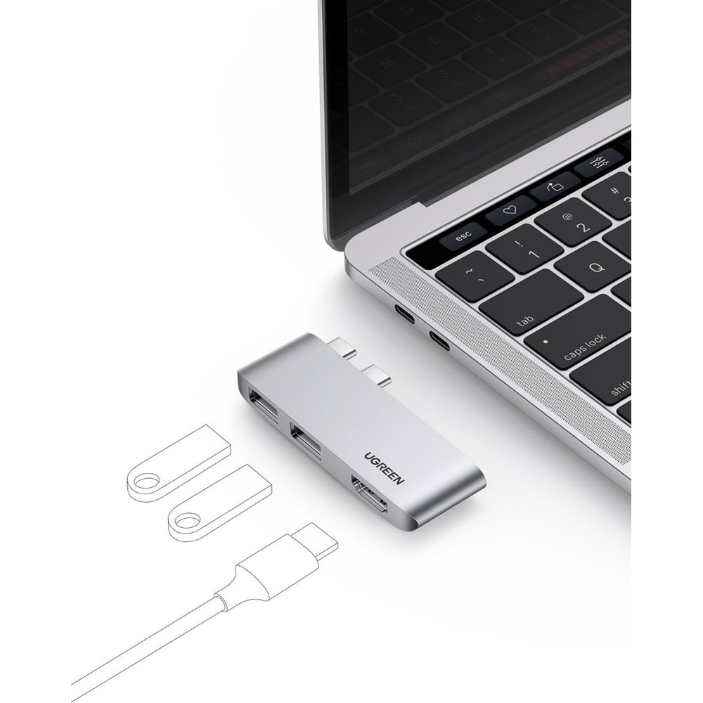 USB концентратор UGREEN для MacBook хаб, 2 x USB 3.0, HDMI 10914 ...