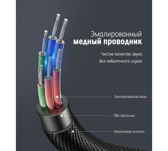 Аудиоадаптер UGREEN USB C - AUX Jack 3.5 мм f, в оплетке, цвет серо-черный, 10 см 30632