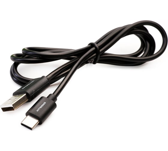 Кабель usb-type c Ergolux Elx-cdc02-c02 3а, 1,2м, черный, зарядка+передача данных, коробка 15094