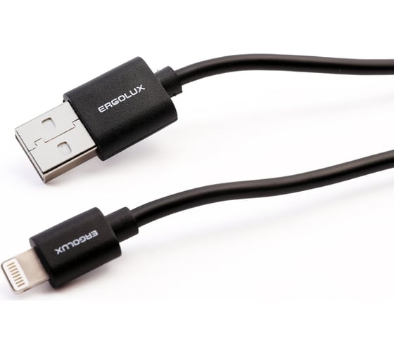 Кабель usb-lightning Ergolux Elx-cdc03-c02 3а, 1,2м, черный, зарядка+передача данных, коробка 15096