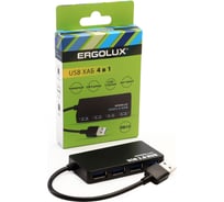 Разветвитель usb-4usb Ergolux Elx-slp01-c02 2а, черный, коробка 15109