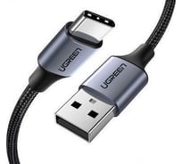 Кабель для зарядки и передачи данных Ugreen USB A Male - USB C Male, 3A, 0.5м, в оплетке, черный 60125