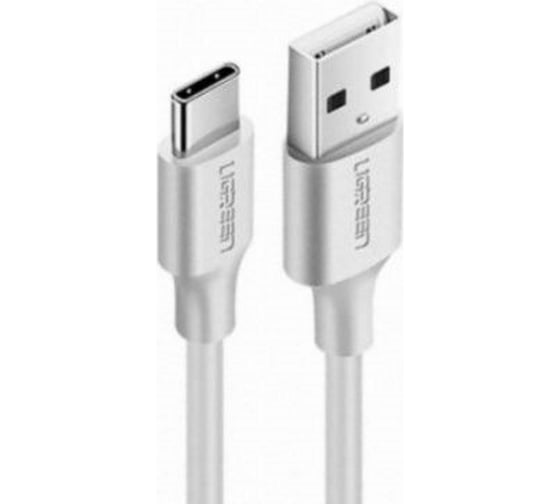 Кабель для зарядки и передачи данных Ugreen USB A Male - USB C Male, 3A, 0.5м, резиновое покрытие, белый 60120 1