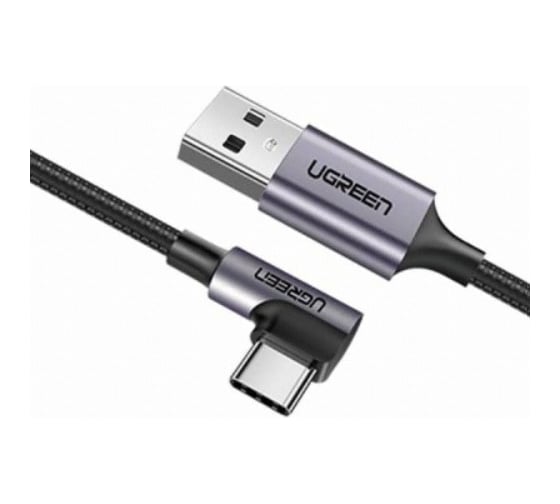 Кабель для зарядки и передачи данных Ugreen USBC Male 90L - USB A 2.0 Male, 3A, 0.5м, в оплетке, черный 50940