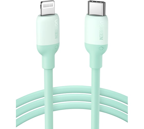 Кабель Ugreen USB C - Lightning, силиконовая оболочка, цвет зеленый, 1 м 20308 1