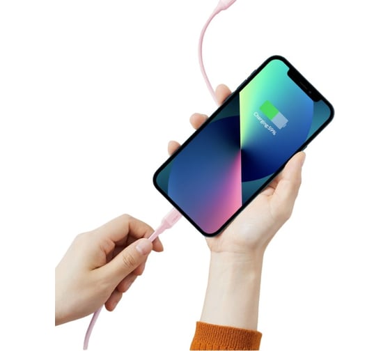 Кабель Ugreen USB C - Lightning, силиконовая оболочка, цвет розовый, 1 м 60625