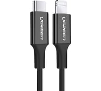 Кабель Ugreen USB C - Lightning, резиновое покрытие, цвет черный, 2 м 60752