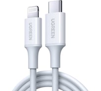 Кабель Ugreen USB C - Lightning MFI, PD 3A, 480 Мбит, резиновое покрытие, 0.5 м, белый 60747