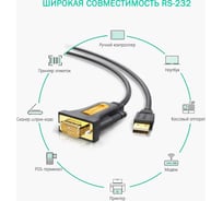 Кабель-адаптер Ugreen USB 2.0 A-DB9 RS-232, 3 м 20223