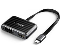Переходник Ugreen USB C на HDMI+VGA, плоский кабель 70549