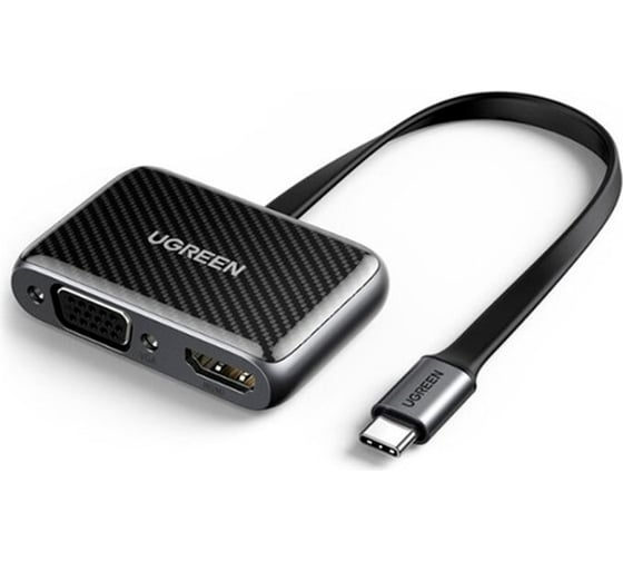 Переходник Ugreen USB C на HDMI+VGA, плоский кабель 70549 1
