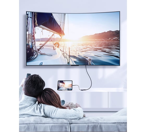 Переходник Ugreen USB C на HDMI+VGA, плоский кабель 70549