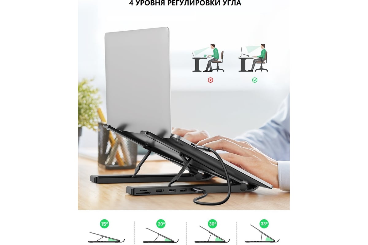 Док-станция Ugreen хаб для ноутбука 5 в 1, 2 x USB 3.0, HDMI, SD/TF 80551 -  выгодная цена, отзывы, характеристики, фото - купить в Москве и РФ