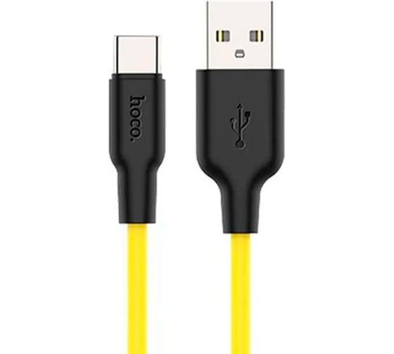 Usb кабель Hoco x21 plus silicone type-c, 3а, 1м, силикон, желтый/черный 0L-00053837 1