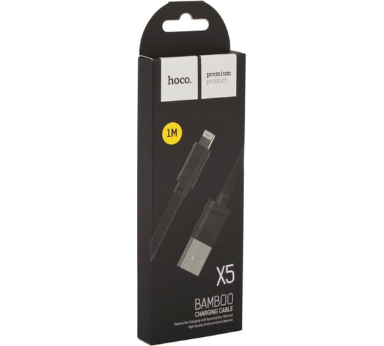 Usb кабель Hoco x5 bamboo lightning 8-pin, 1м, tpe, черный 0L-00040956