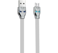 Usb кабель Hoco u14 steel man microusb, led, 1м, tpe (серый) 0L-00042733