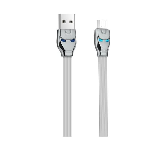 Usb кабель Hoco u14 steel man microusb, led, 1м, tpe (серый) 0L-00042733