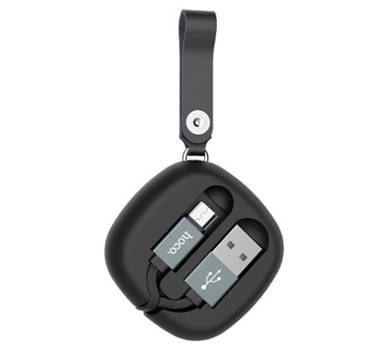 Usb кабель Hoco u33 retractable microusb, рулетка, 0.9м, tpe (черный) 0L-00038965