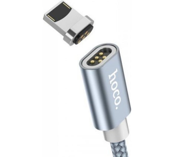 Usb кабель Hoco u40a magnetic adsorption lightning 8-pin, магнитный, 1м, нейлон (серый) 0L-00039444