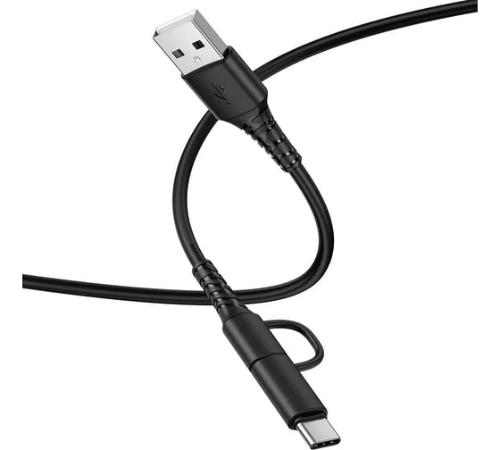 Usb кабель Hoco x54 cool dual microusb/type-c, 2.4а, 2в1, 1м, tpe, черный 0L-00049971