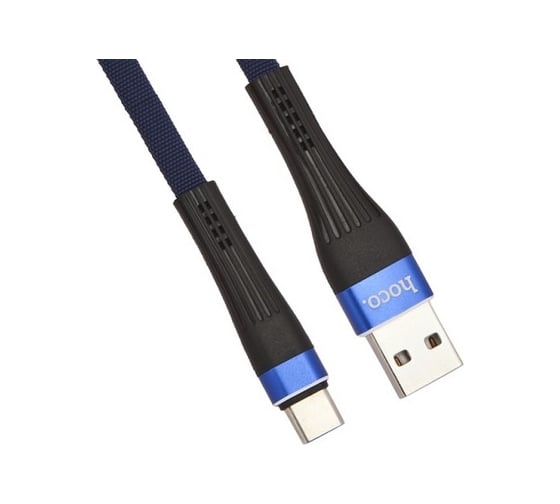 Usb кабель Hoco u39 slender type-c, 2.4а, 1.2м, нейлон (синий/черный) 0L-00038963 1