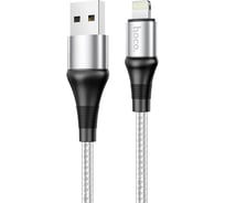 Usb кабель Hoco x50 excellent lightning 8-pin, 2.4а, 1м, нейлон, серый 0L-00057786