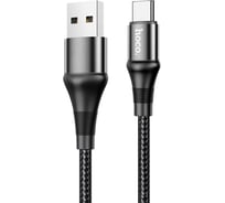 Usb кабель Hoco x50 excellent type-c, 3а, 1м, нейлон, черный 0L-00057788