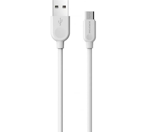 Usb кабель Borofone bx14 linkjet microusb, 1м, 2.4a, pvc, белый 0L-00043173 1
