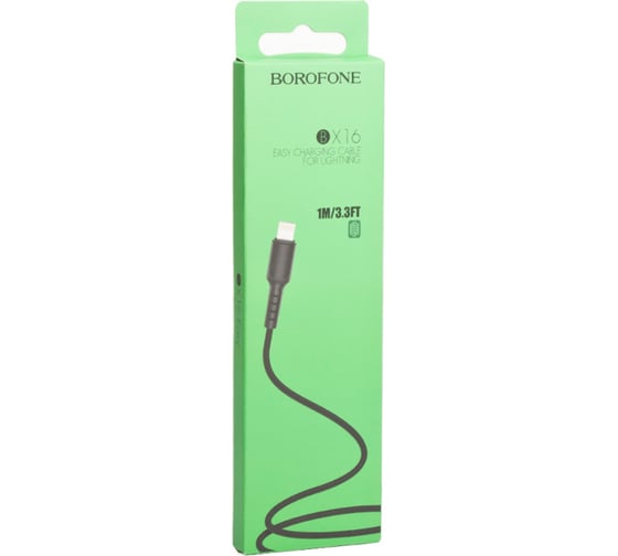 Usb кабель Borofone bx16 easy lightning 8-pin, 1м, pvc, черный 0L-00043166