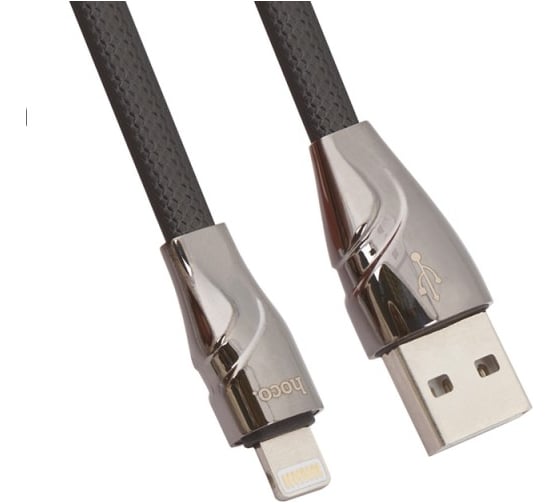 Usb кабель Hoco u57 twisting lightning 8-pin, 2.4а, 1.2м, tpe (черный) 0L-00043598