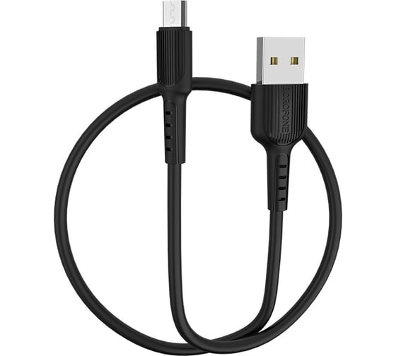 Usb кабель Borofone bx16 easy microusb, 1м, pvc, черный 0L-00043168